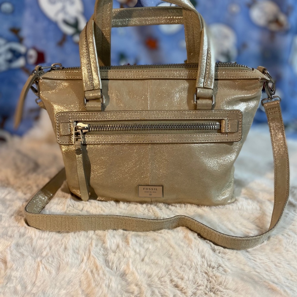 Fossil Gold Crossbody Bag